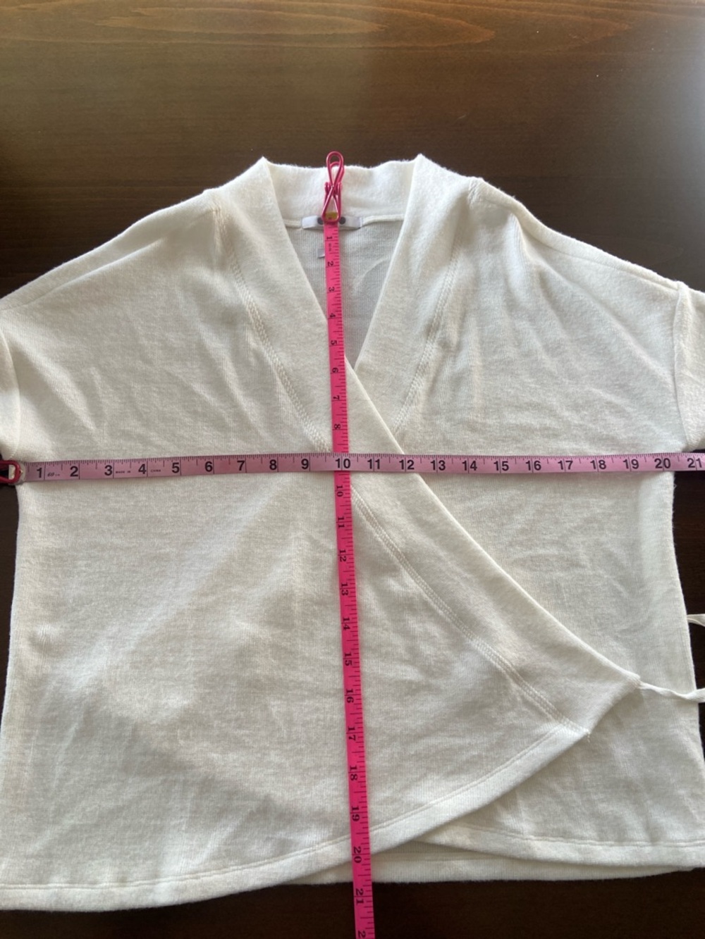 Cream Wrap Front Long Sleeve Top, size XS, Three Dot brand - Picture 9 of 13